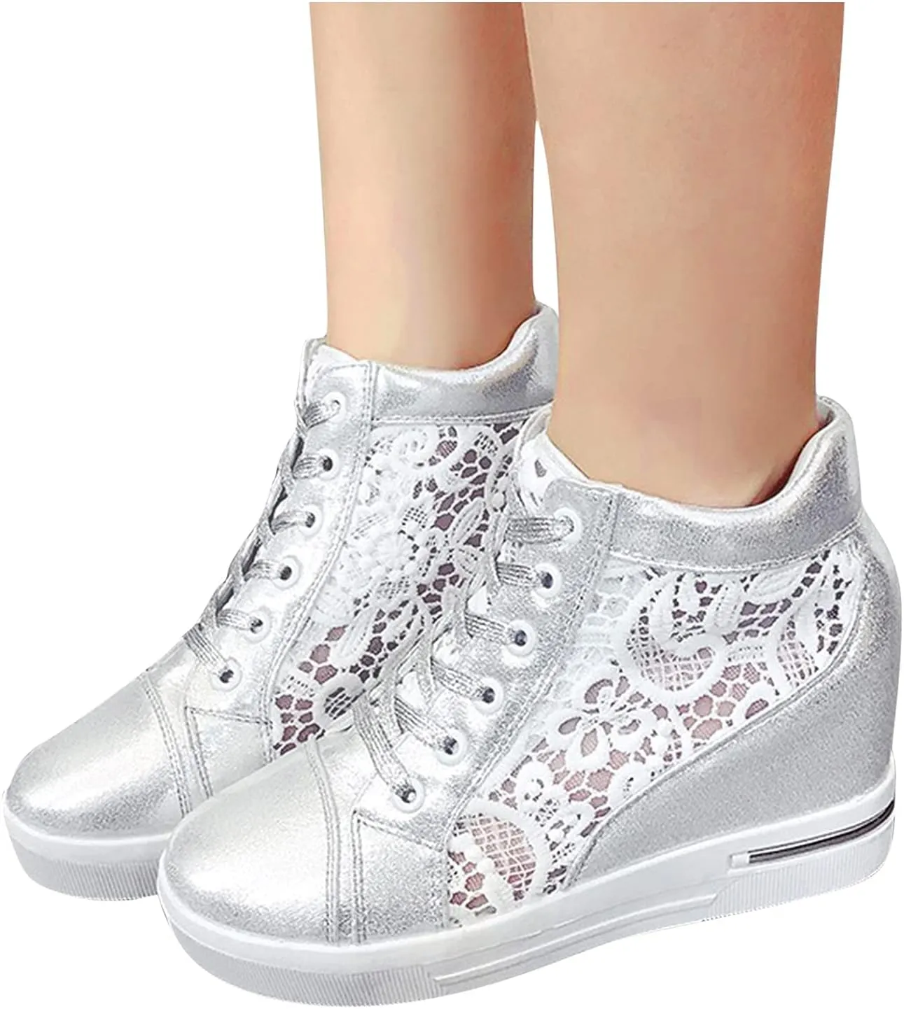 Leather Lace Wedge Rubber Shoes Women Increasing Platform Women's Casual Sports Shoes