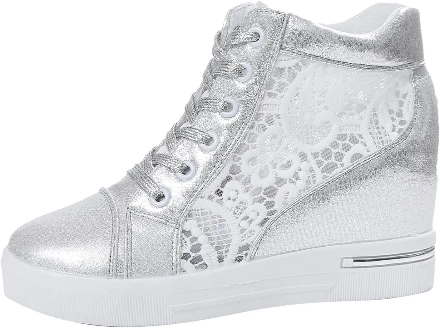 Leather Lace Wedge Rubber Shoes Women Increasing Platform Women's Casual Sports Shoes
