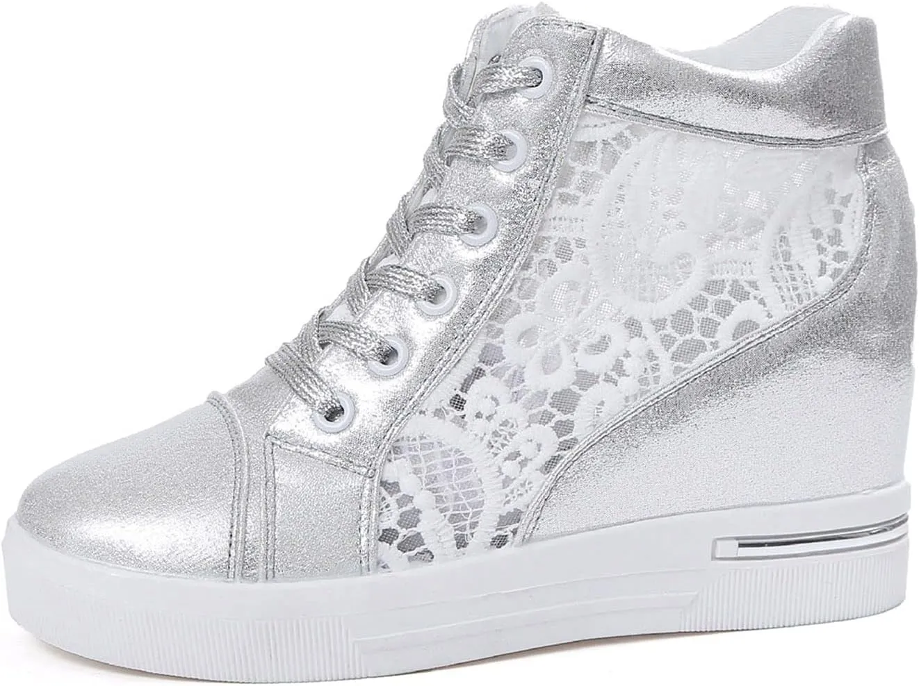 Leather Lace Wedge Rubber Shoes Women Increasing Platform Women's Casual Sports Shoes