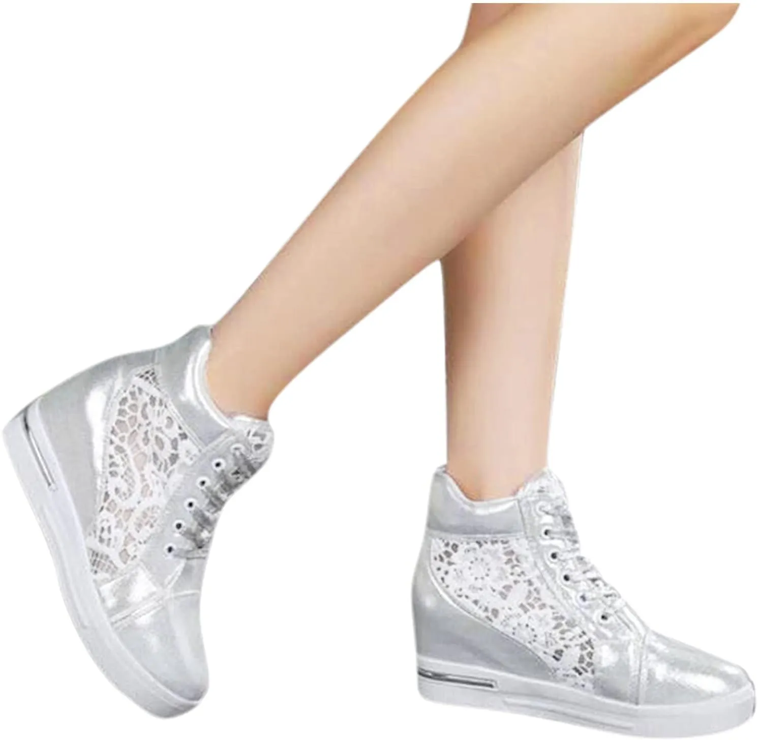 Leather Lace Wedge Rubber Shoes Women Increasing Platform Women's Casual Sports Shoes