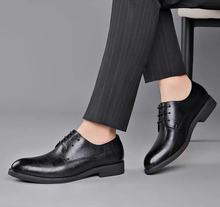 Leather Shoes Men's Classic Retro Casual Shoes Men's Shiny Patent Leather Dress Shoes Mens Black Dress Shoes Leather Office(6.5)