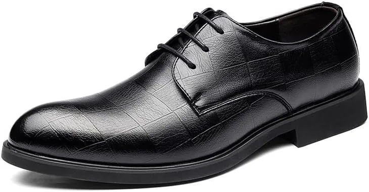 Leather Shoes Men's Classic Retro Casual Shoes Men's Shiny Patent Leather Dress Shoes Mens Black Dress Shoes Leather Office(6.5)