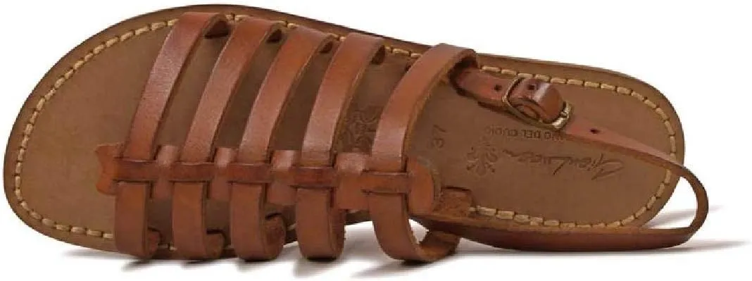 Leather Thong Sandals for Women in Cuir Color Leather