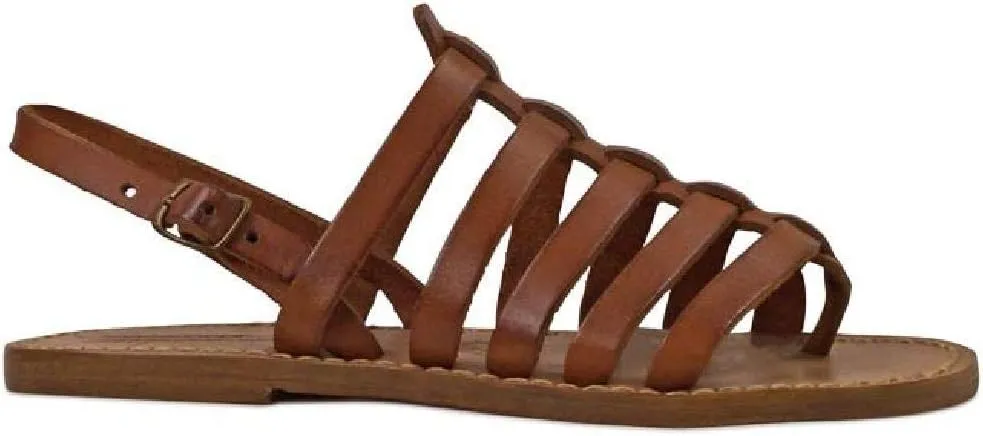 Leather Thong Sandals for Women in Cuir Color Leather