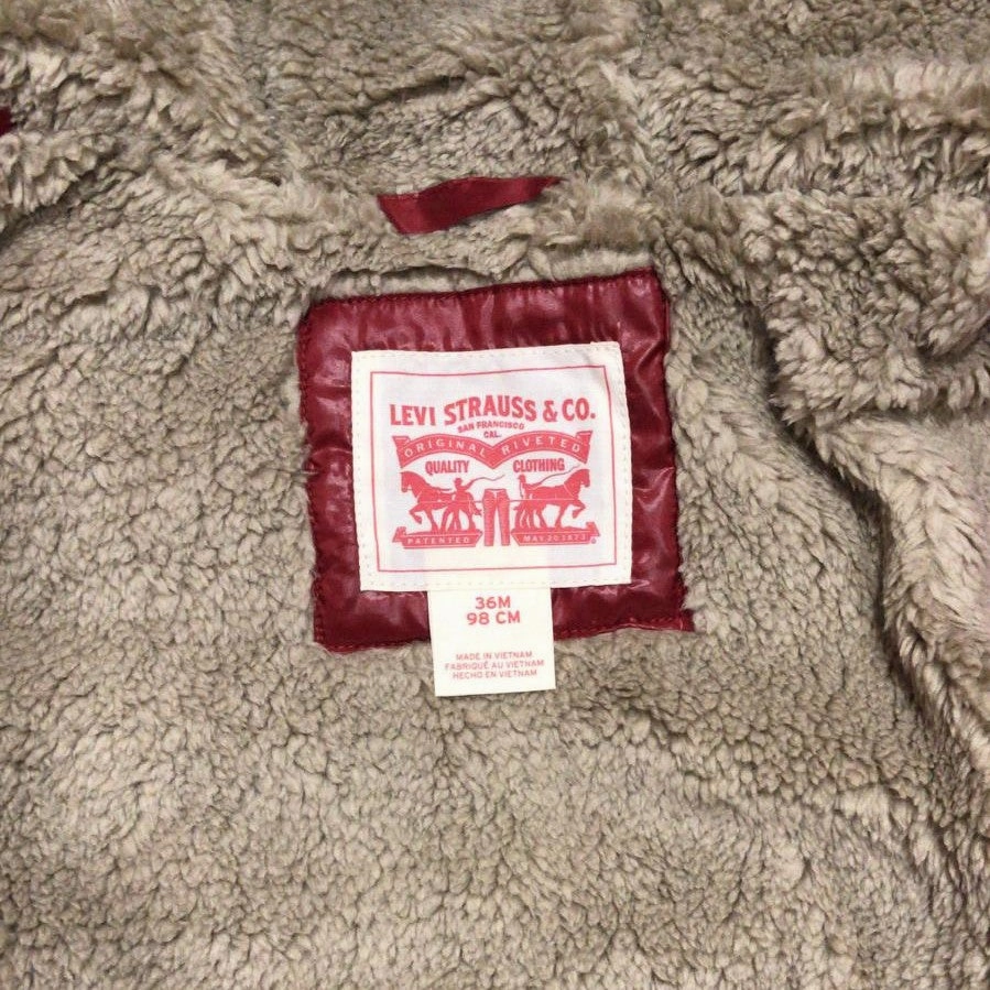 Layered Insulation Levi's Kids Piumino con cappuccio da bambino foderato in sherpa 6EF434 8EF434-R8B rosso scuro