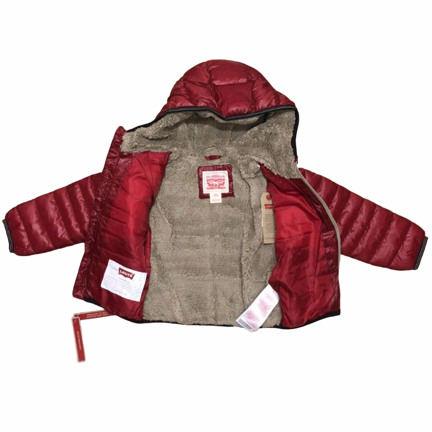Levi's Kids Piumino con cappuccio da bambino foderato in sherpa 6EF434 8EF434-R8B rosso scuro Anti-static