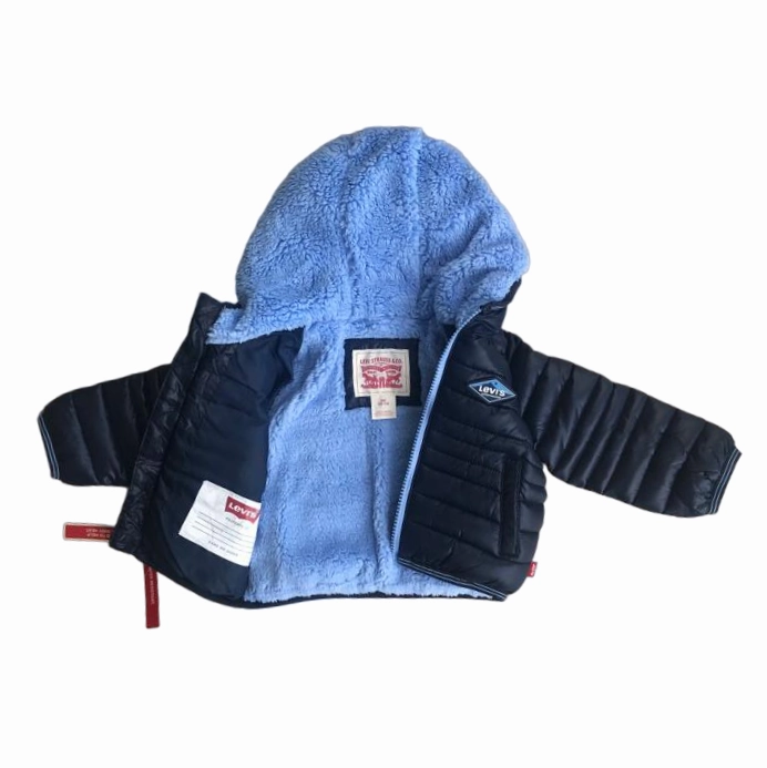 Party Raglan sleeves Levi's Kids Piumino con cappuccio da ragazzo foderato in sherpa 9EF434-C8D blu