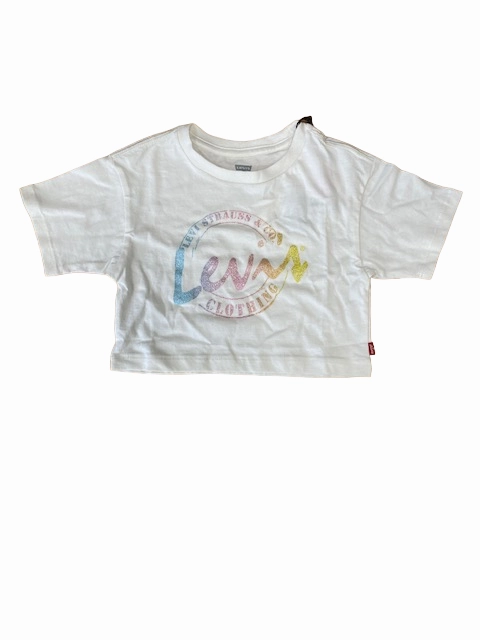 Formal Style Levi's Kids T-shirt da ragazza Meet and Greet Script Tee 3EH190-W5I 4EH190-W5I white alyssum