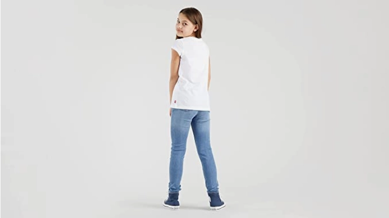 TaglessCollar Brushed Interior Lining Levi's Kids T-shirt manica corta da ragazza Fur Puffer 3E4234-W5J white