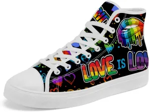 LGBT High Top Sneakers for Men Women LGBTQ High Top Canvas Shoes Lace Up Casual Shoes