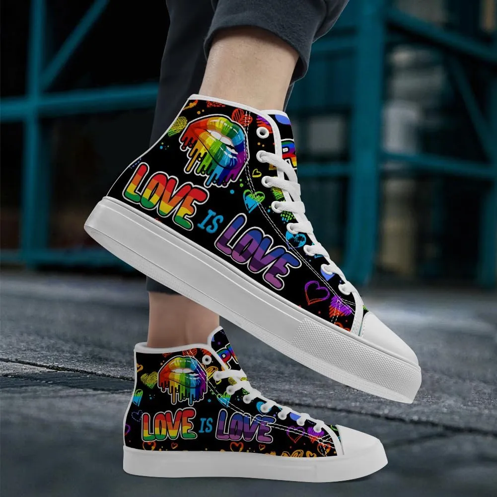 LGBT High Top Sneakers for Men Women LGBTQ High Top Canvas Shoes Lace Up Casual Shoes
