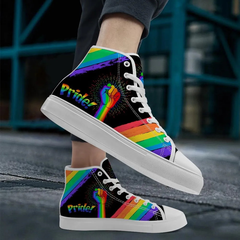 LGBT High Top Sneakers for Men Women LGBTQ High Top Canvas Shoes Lace Up Casual Shoes