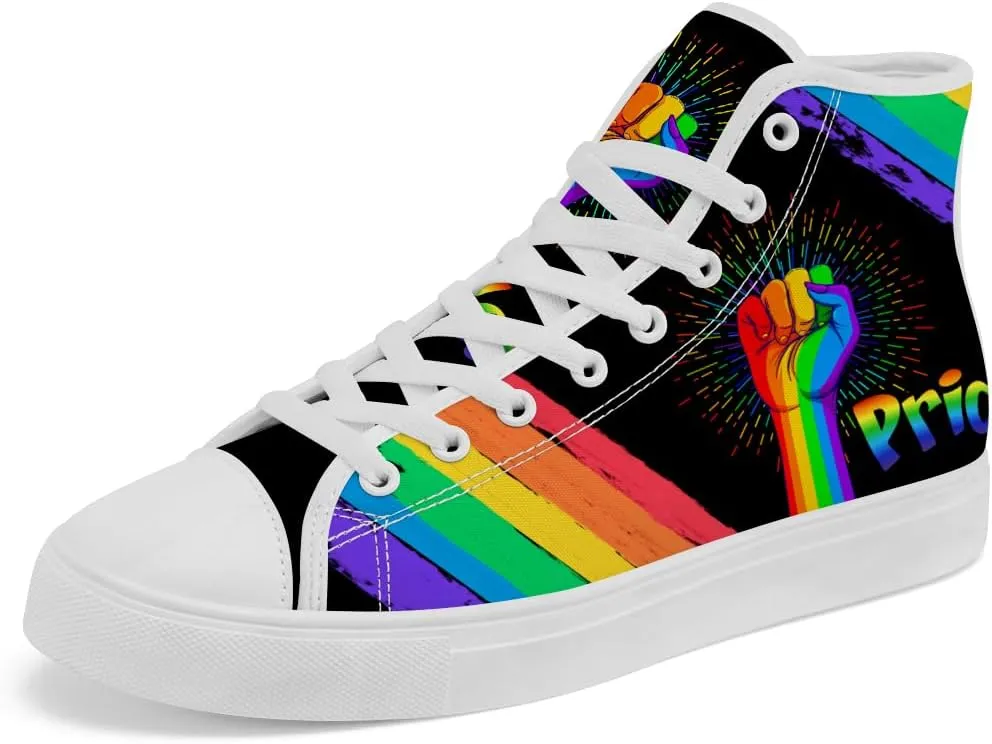 LGBT High Top Sneakers for Men Women LGBTQ High Top Canvas Shoes Lace Up Casual Shoes