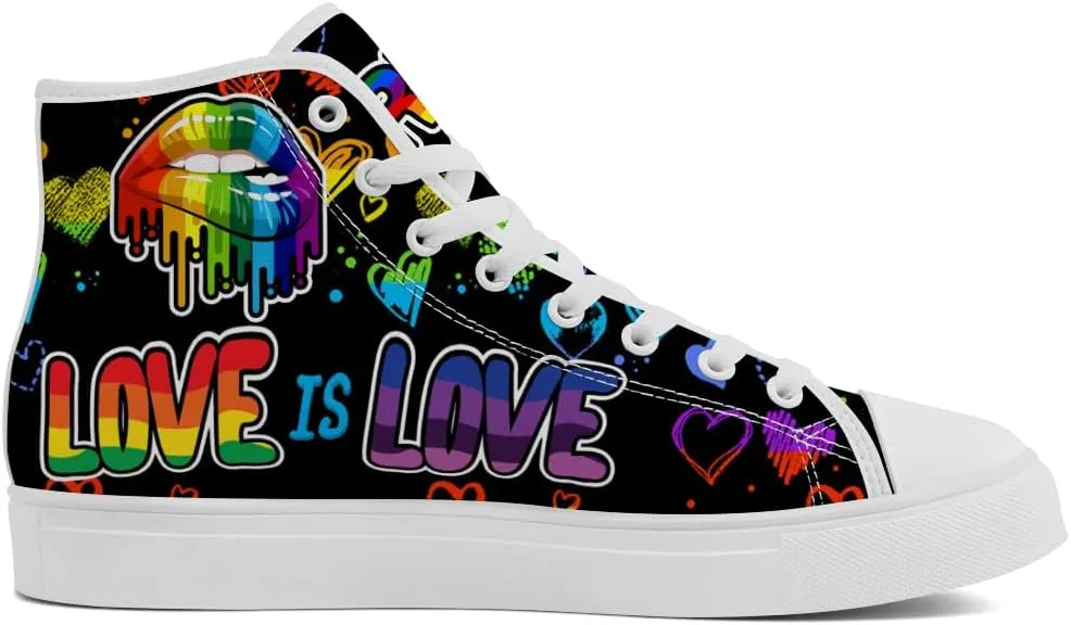 LGBT High Top Sneakers for Men Women LGBTQ High Top Canvas Shoes Lace Up Casual Shoes