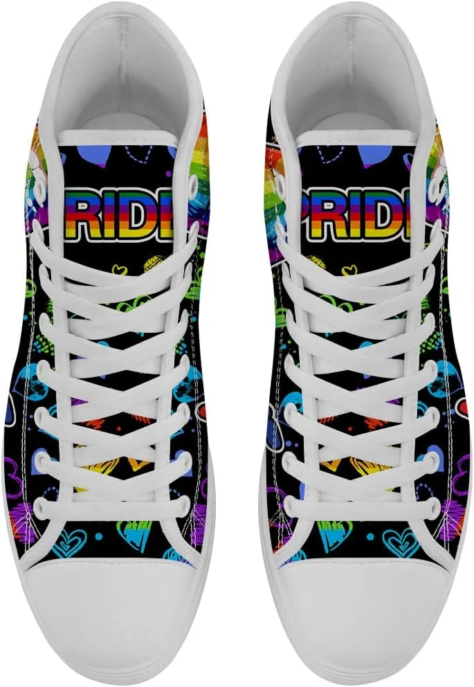 LGBT High Top Sneakers for Men Women LGBTQ High Top Canvas Shoes Lace Up Casual Shoes