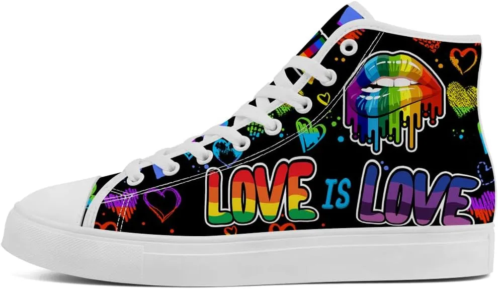 LGBT High Top Sneakers for Men Women LGBTQ High Top Canvas Shoes Lace Up Casual Shoes