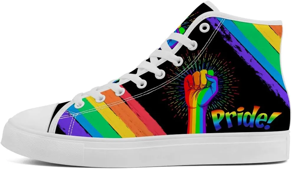 LGBT High Top Sneakers for Men Women LGBTQ High Top Canvas Shoes Lace Up Casual Shoes