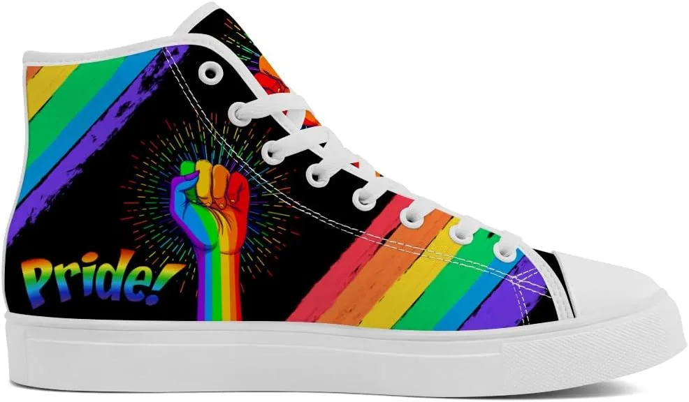 LGBT High Top Sneakers for Men Women LGBTQ High Top Canvas Shoes Lace Up Casual Shoes
