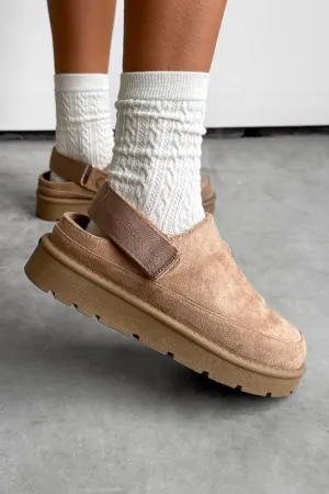 LIBBY Suede Ankle Strap Outdoor Slippers - Beige