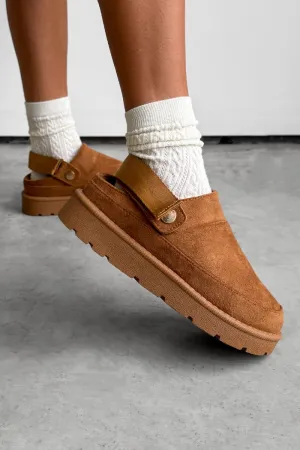 LIBBY Suede Ankle Strap Outdoor Slippers - Chestnut