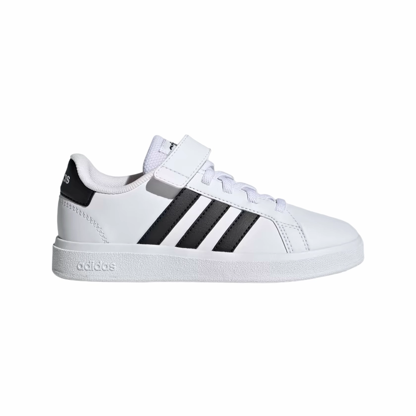 Adidas scarpa sneakers da bambino Grand Court 2.0 EL GW6521 bianco-nero Padded Ankle Cuff Hydrophobic coating