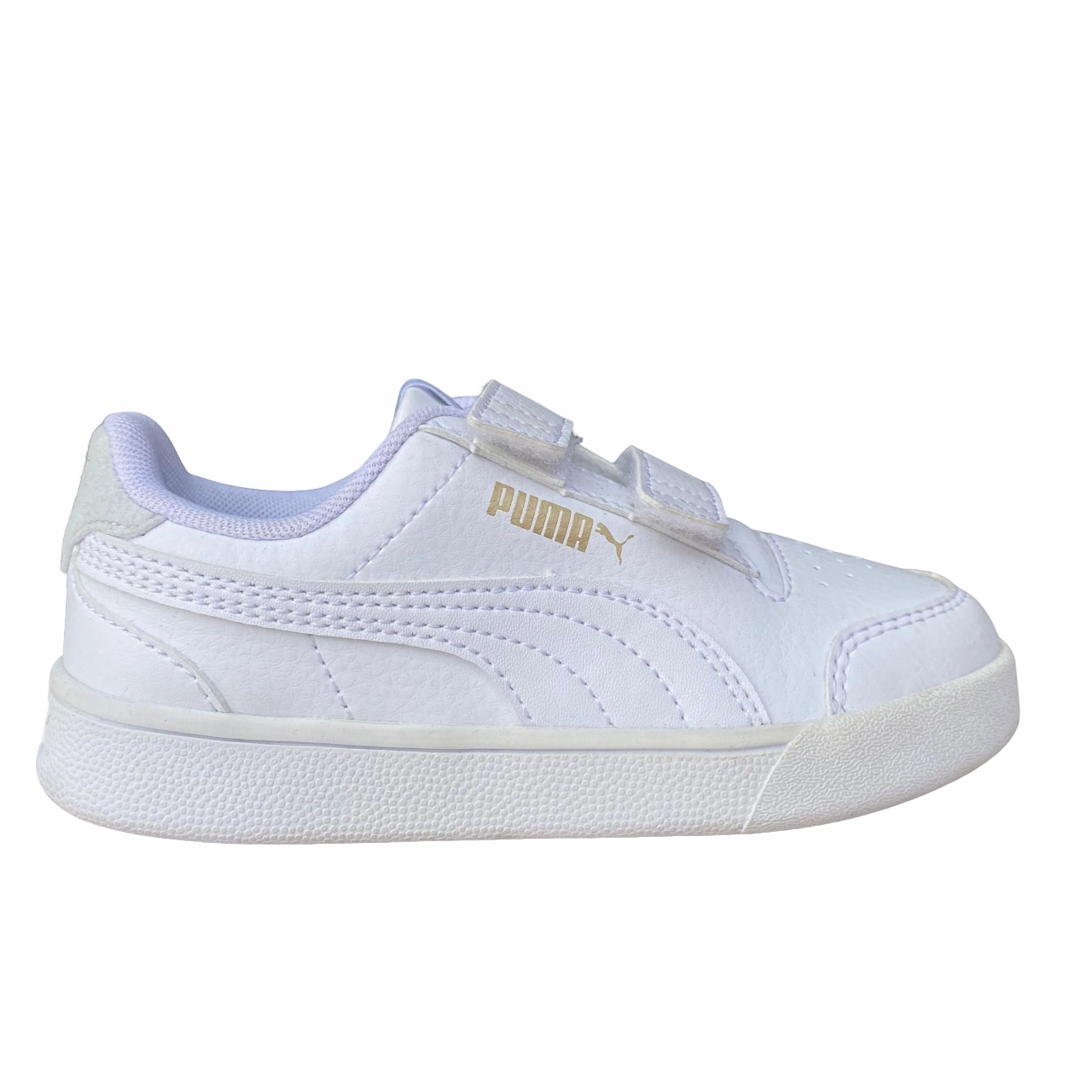 Durable Rubber adjustable - strap shoes Puma sneakers unisex da ragazzo Shuffle V Ps 375689 01 white