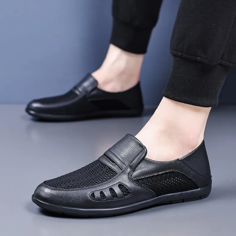 Loafers for Men Faux Leather Casual Business Solid Color Working Office Non Slip Low Top Block Heel Anti-Slip Shoe Slip-on