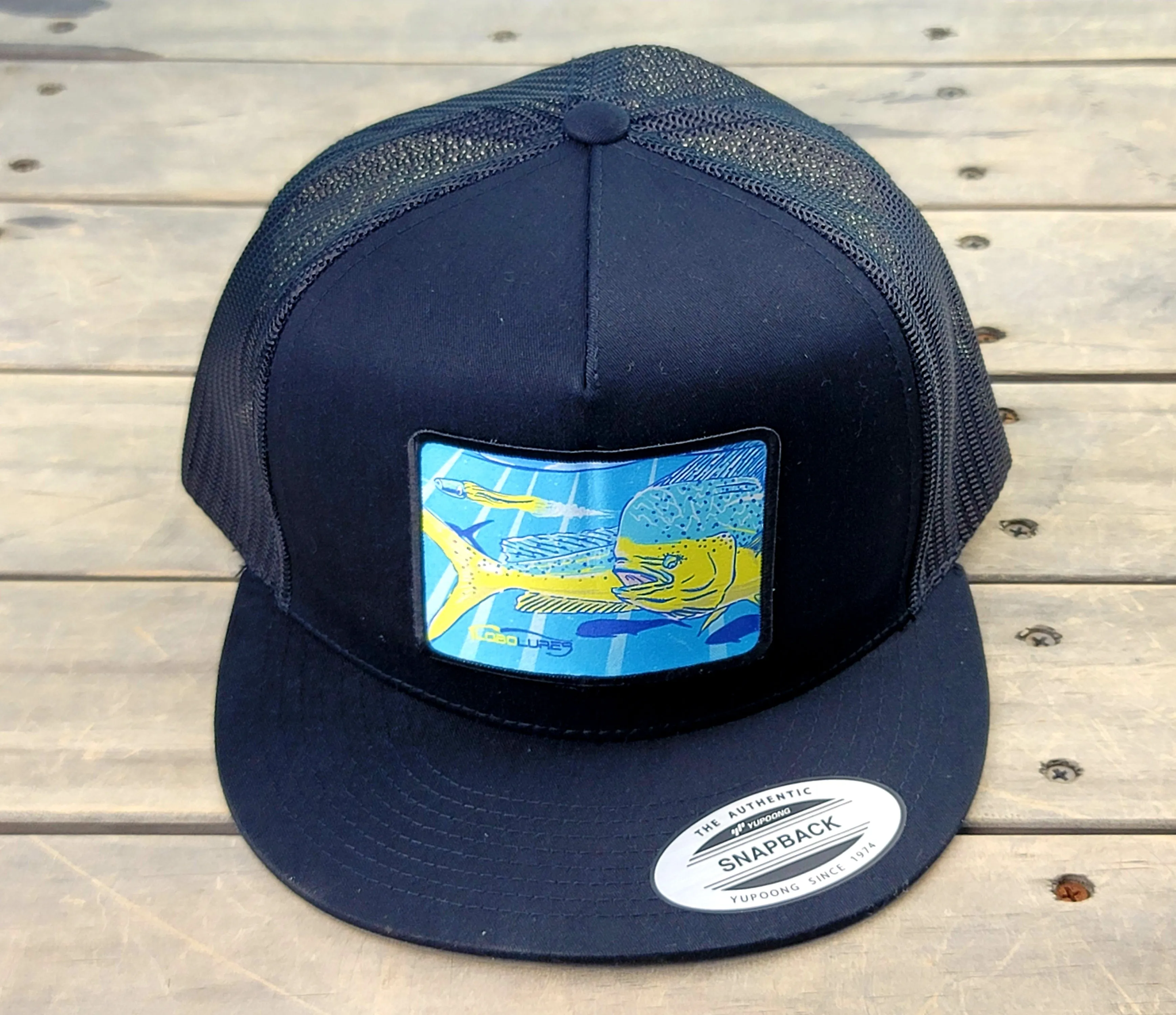 Lobo Lures Bully Mahi Lifestyle Classic Snapback Flat Brim Trucker Hat