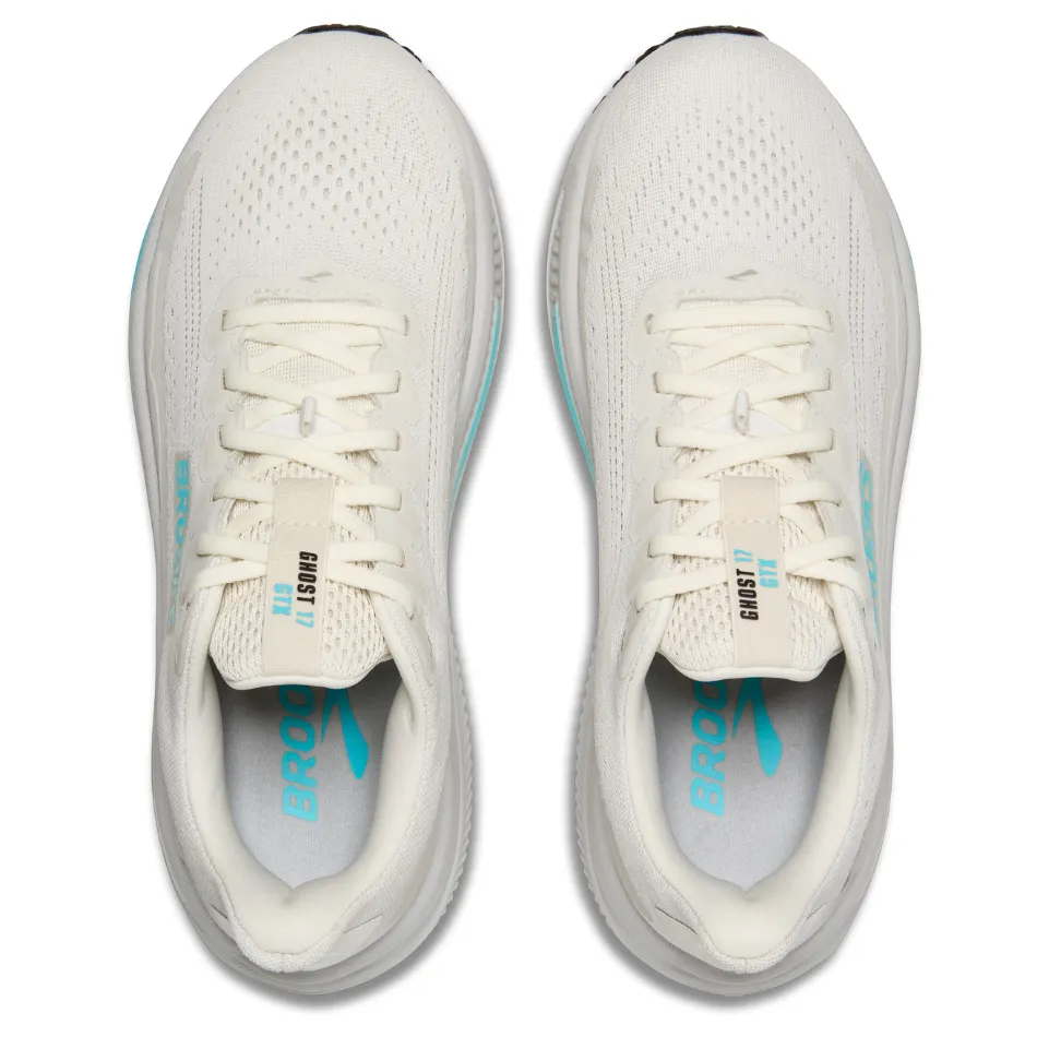 Durable Overlay Brooks Women's Ghost 17 GTX Running Shoes in Coconut/Oyster/Blue AW25