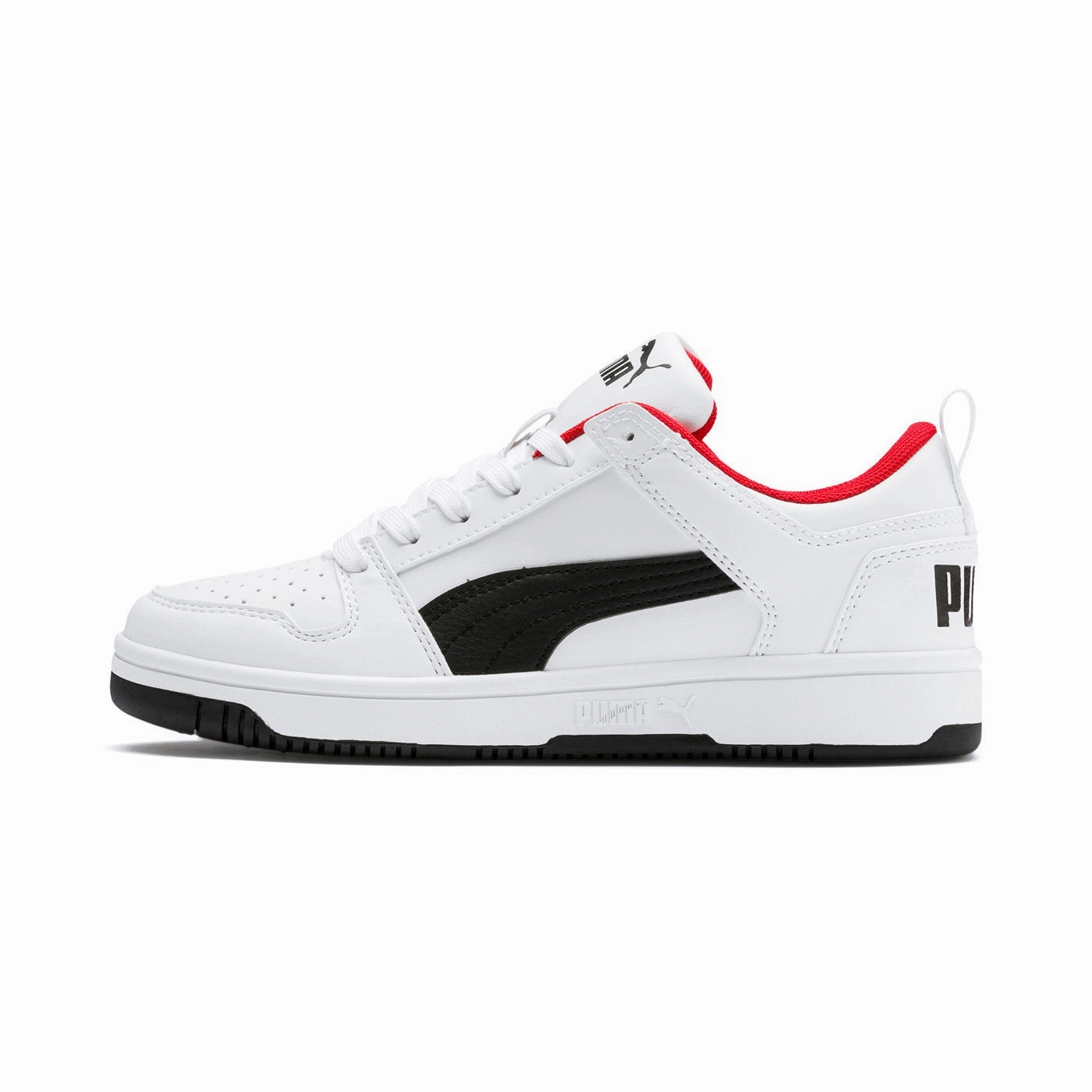 Puma scarpa sneakers da ragazzo Rebound Layup 370490 01 bianco nero Breathable Construction Aerodynamic Profile