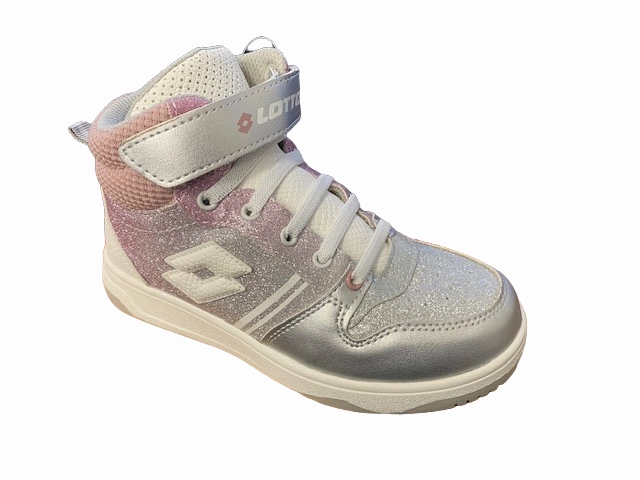 Lotto scarpa da ginnastica alta da ragazza Rocket AMF III Mid Glitter CL S 218170 9DX metal silver-white-pale mauve light colors