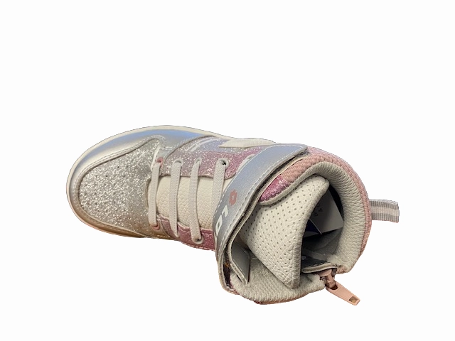 Lotto scarpa da ginnastica alta da ragazza Rocket AMF III Mid Glitter CL S 218170 9DX metal silver-white-pale mauve Breathable Outsole Vents running at night shoes