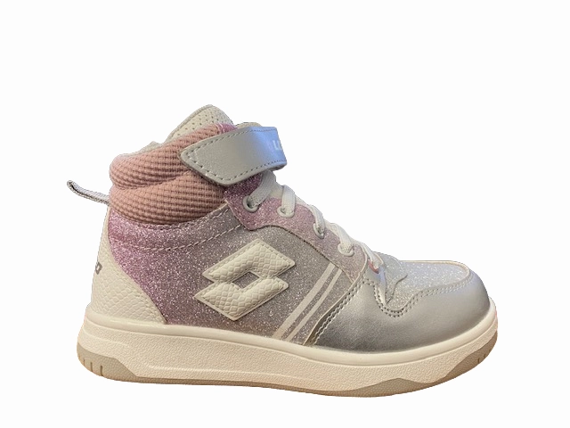 Lotto scarpa da ginnastica alta da ragazza Rocket AMF III Mid Glitter CL S 218170 9DX metal silver-white-pale mauve hook - and - loop running shoes healthy - living