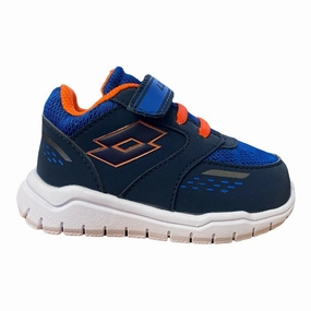 Lotto scarpa da ginnastica da bambino Spacelite AMF 2 INF 217516 8XJ blu arancione stability features