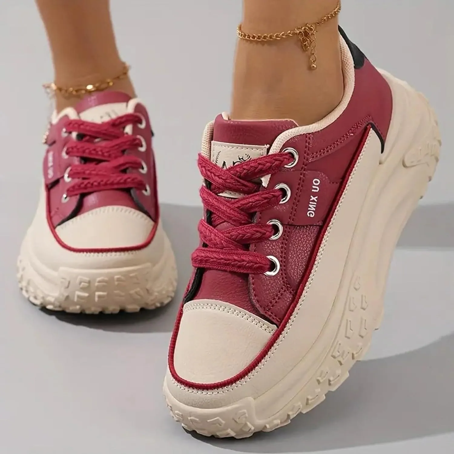 Low-Top Slip Ons Sneakers Canvas Women Platform,Casual Platform Sneakers Women, Womens Arch Support Walking Sneakers,Fashion Chunky Sneakers for Women,Trendy Lace Up Wide Width Tennis Shoes