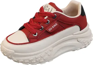 Low-Top Slip Ons Sneakers Canvas Women Platform,Casual Platform Sneakers Women, Womens Arch Support Walking Sneakers,Fashion Chunky Sneakers for Women,Trendy Lace Up Wide Width Tennis Shoes