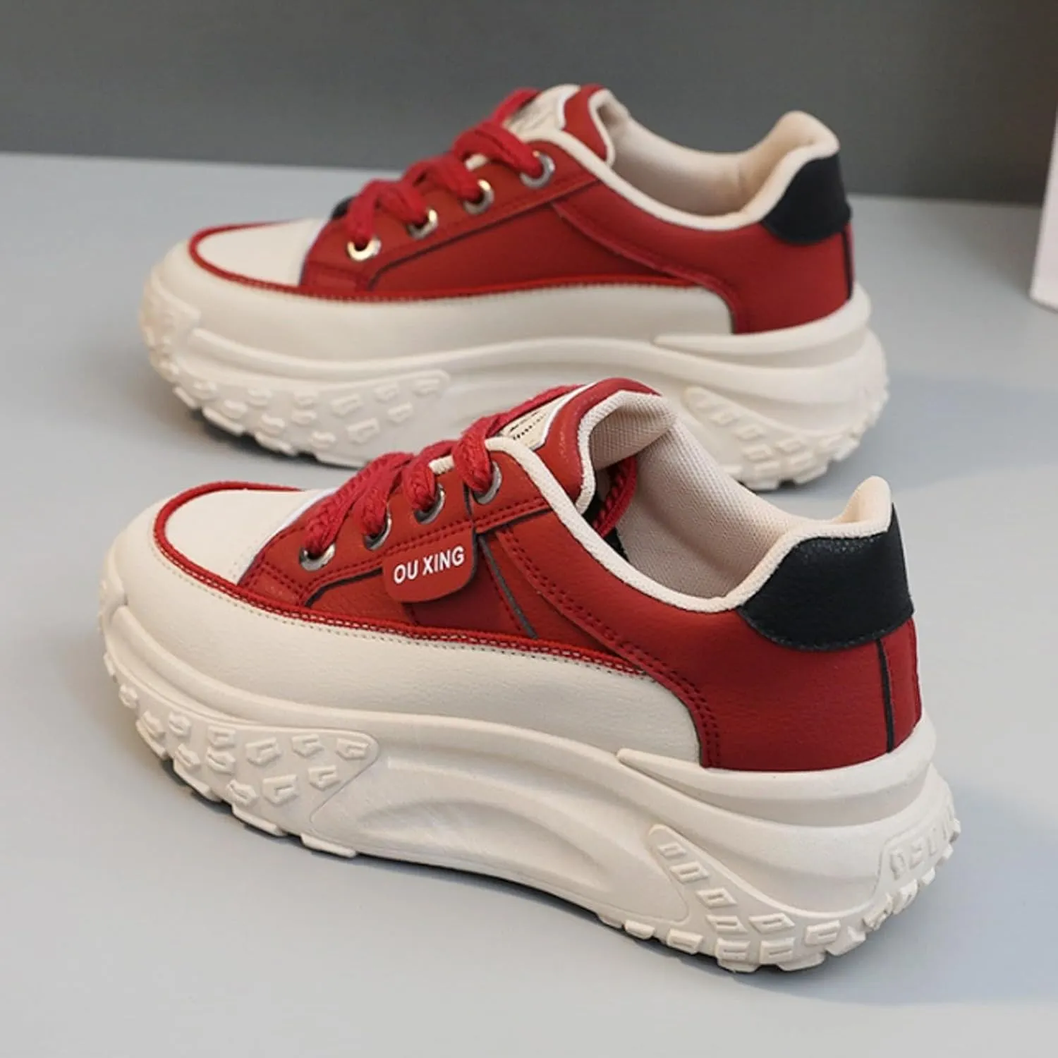 Low-Top Slip Ons Sneakers Canvas Women Platform,Casual Platform Sneakers Women, Womens Arch Support Walking Sneakers,Fashion Chunky Sneakers for Women,Trendy Lace Up Wide Width Tennis Shoes