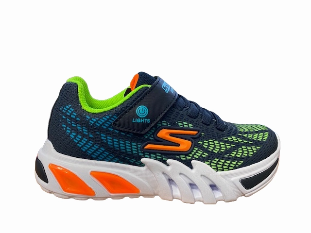 Skechers Scarpa da ginnastica da ragazzo con luci Lights Flex Glow Elite Vorlo 400137L/NVMT blu breathable mesh shoe aspect Flexible Traction Outsole