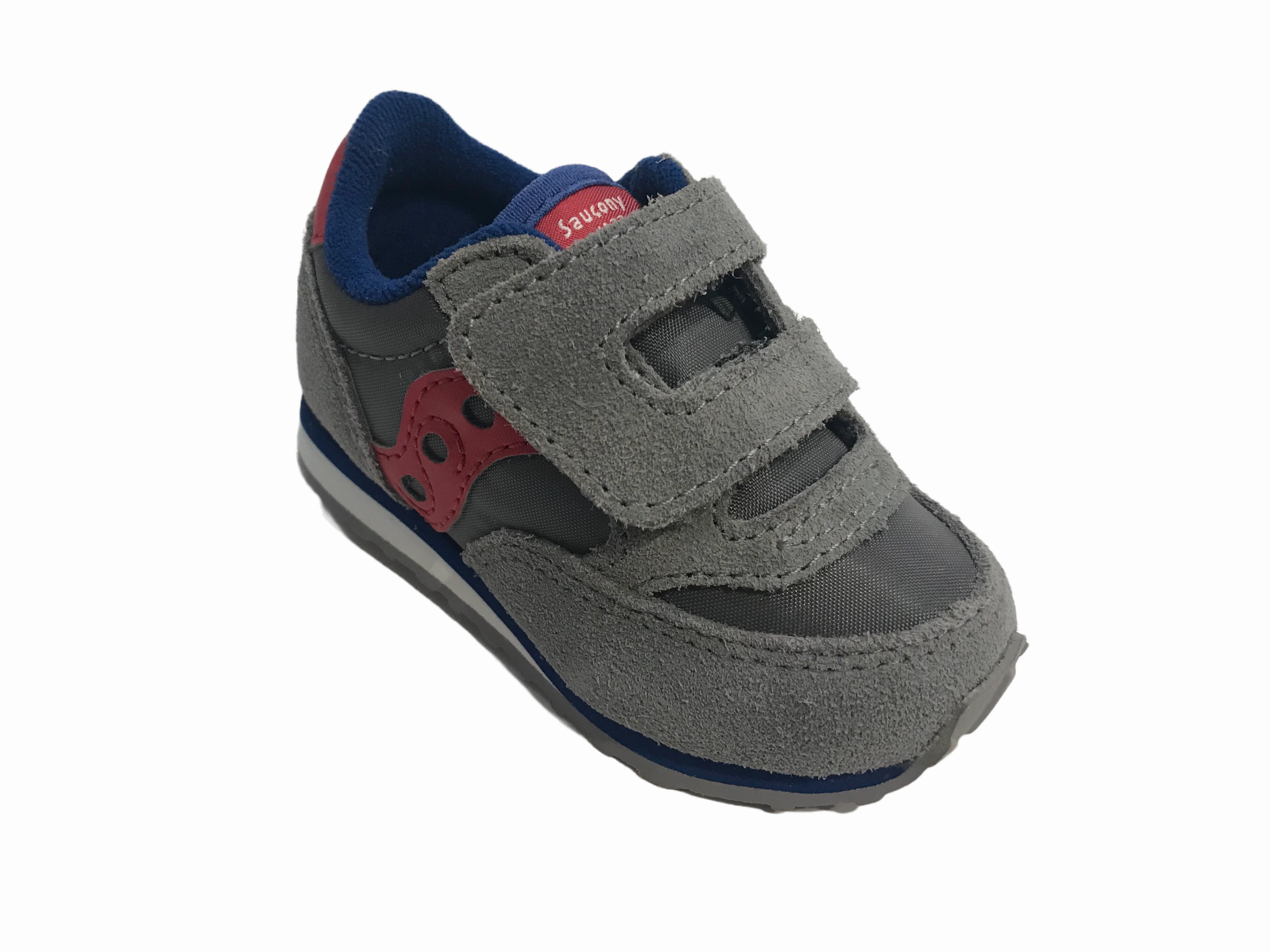 StrapClosure Saucony Original scarpa sneakers da bambino Jazz baby HL SL259641 grigio rosso