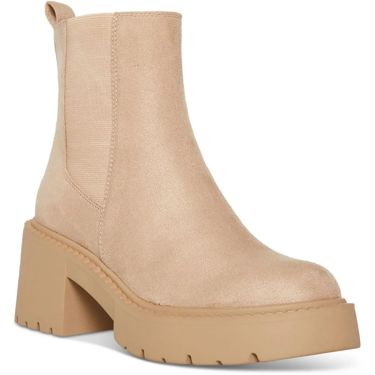 Madden Girl Womens Trust Faux Suede Lug Sole Chelsea Boots Beige 7 Medium (B,M)