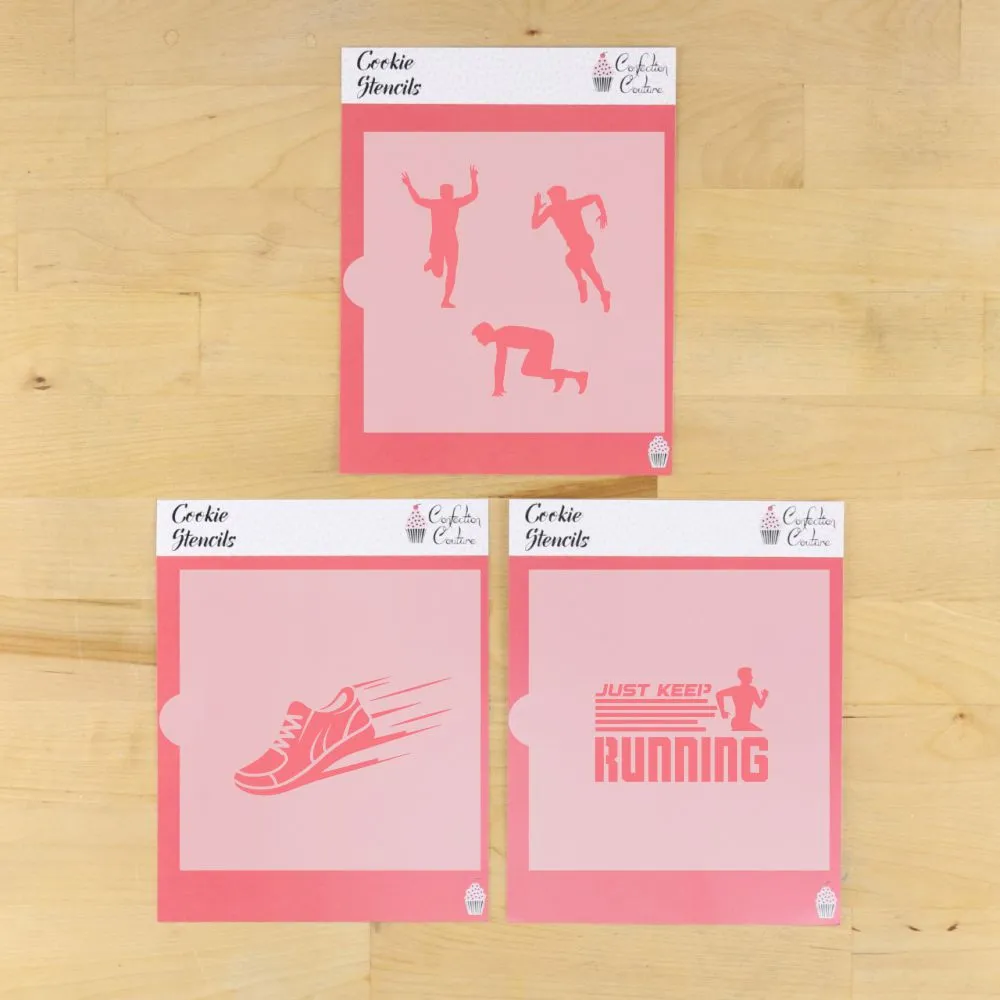 Male Runner Cookie Stencil Bundle