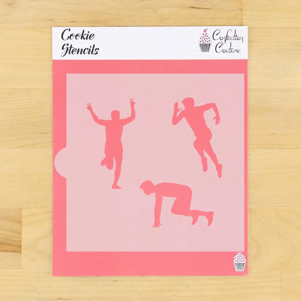 Male Runner Cookie Stencil Bundle