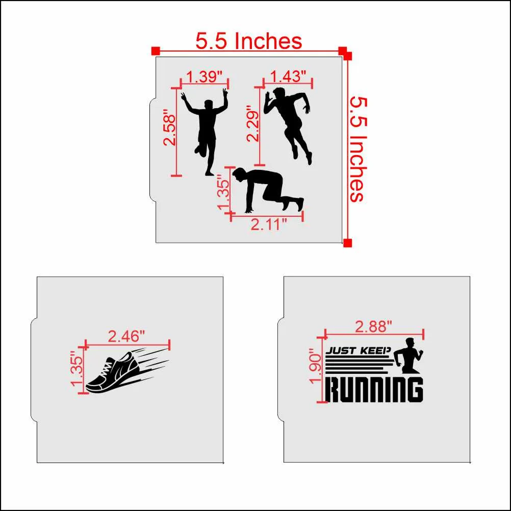 Male Runner Cookie Stencil Bundle
