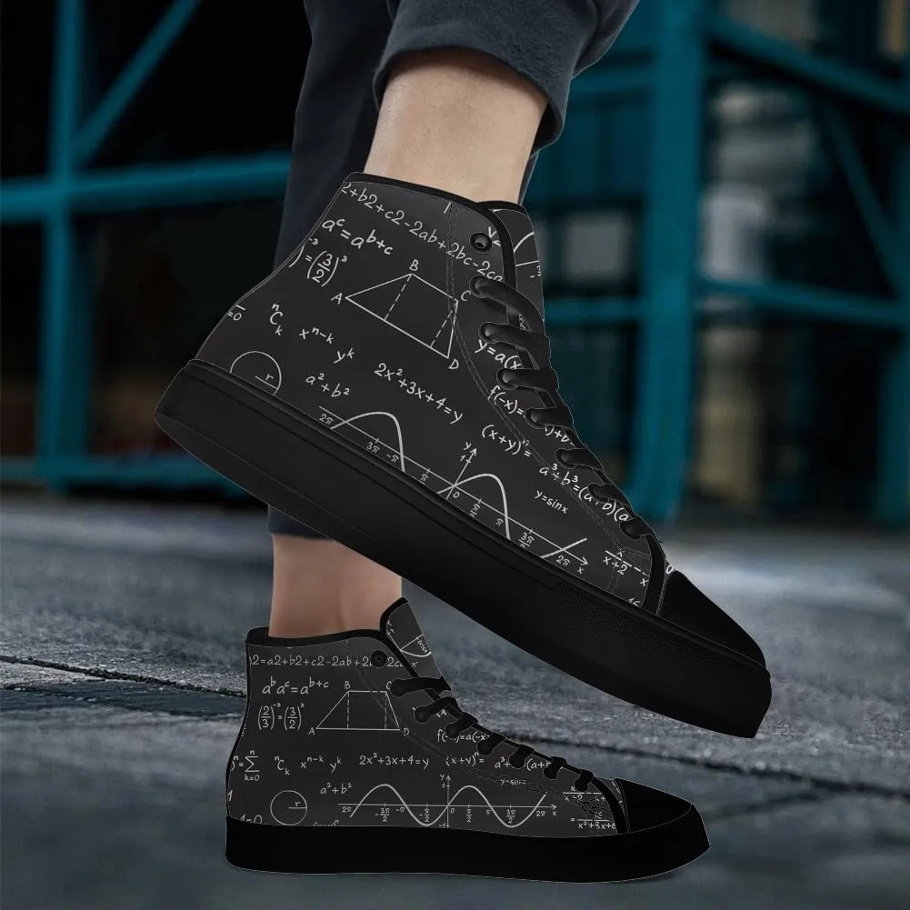 Math High Top Canvas Shoes for Men Women High Top Sneakers Lace Up Casual Shoes Gifts for Teacher Students