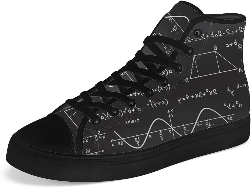 Math High Top Canvas Shoes for Men Women High Top Sneakers Lace Up Casual Shoes Gifts for Teacher Students
