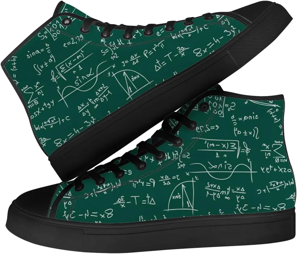 Math High Top Canvas Shoes for Men Women High Top Sneakers Lace Up Casual Shoes Gifts for Teacher Students
