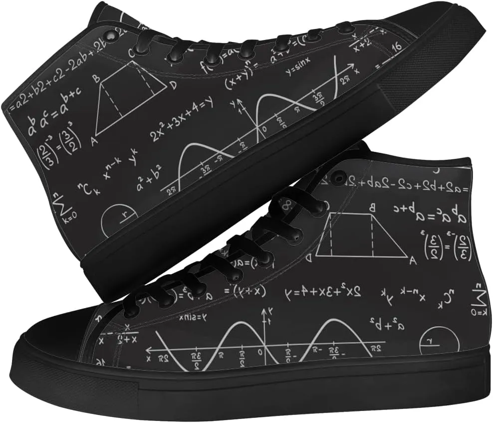 Math High Top Canvas Shoes for Men Women High Top Sneakers Lace Up Casual Shoes Gifts for Teacher Students