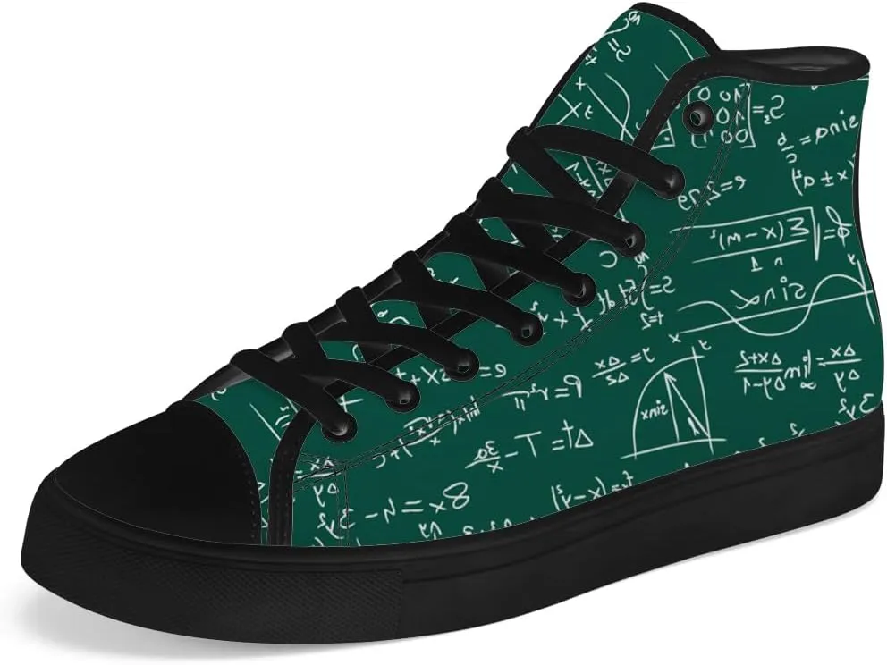 Math High Top Canvas Shoes for Men Women High Top Sneakers Lace Up Casual Shoes Gifts for Teacher Students