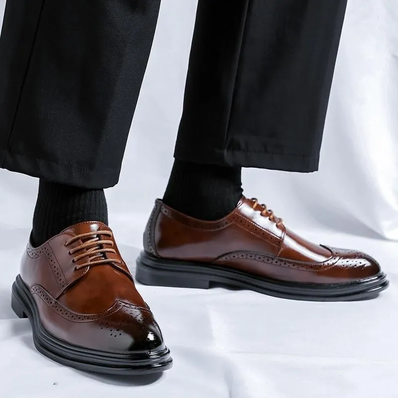 Men Dress Shoes Brown Leather Brogues Male Men Suit Leather Casual Shoes Business Shoes Shoes Fashion Men's Leather Shoes Mens Business Casual Shoes
