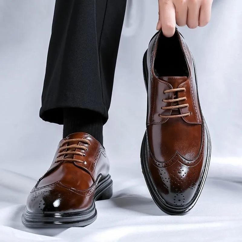 Men Dress Shoes Brown Leather Brogues Male Men Suit Leather Casual Shoes Business Shoes Shoes Fashion Men's Leather Shoes Mens Business Casual Shoes